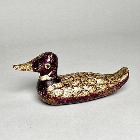 Hand Carved Wood Duck Mallard Drake Painted Distressed Country Rustic Decor - Picture 1 of 7